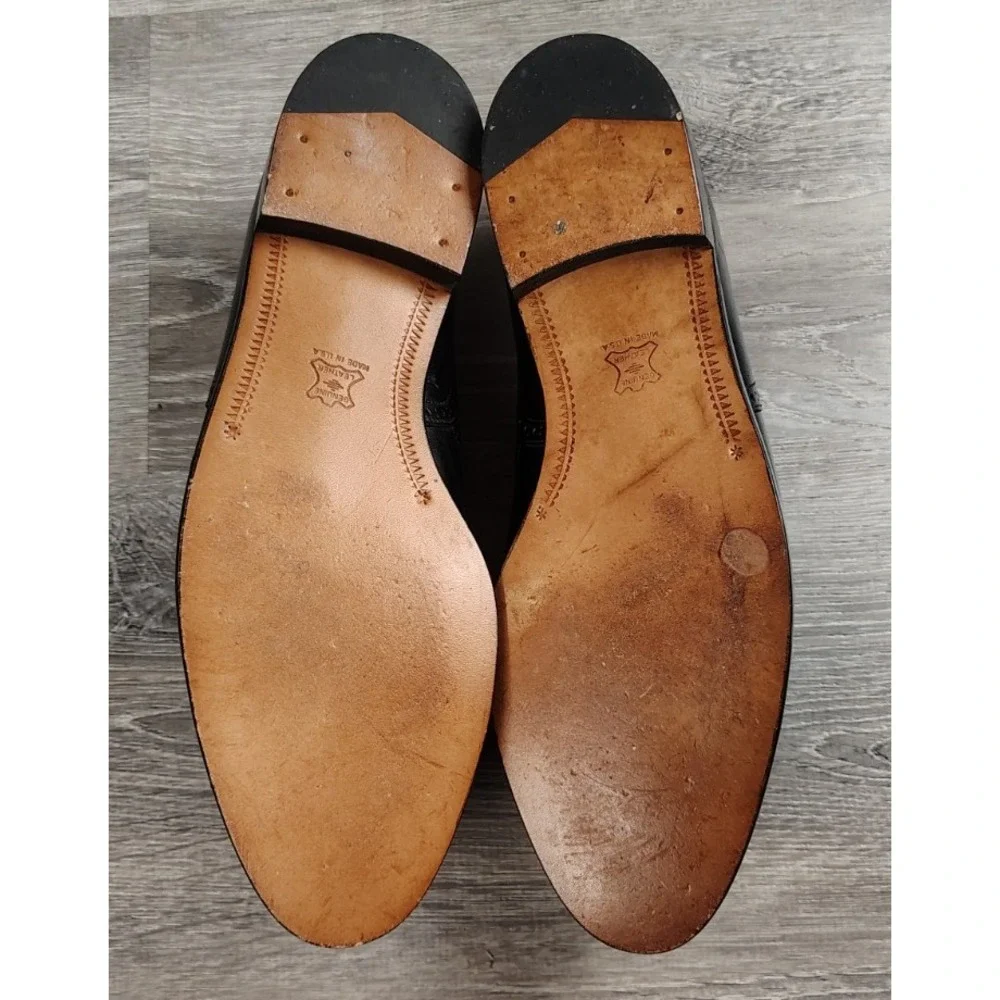 Easy Spirit Men 12 Black Leather Cap Toe‎ Oxford Brogue Dress Shoes Lace USA